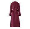 Elegant Woolen Skirted Dress with Waist-Cinch for Autumn/Winter