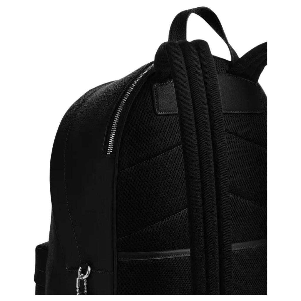 Coach Taylor 30 Zipper Closure Refined Pebble Leather Backpack Large Unisex Backpacks Silver Black CDX93-SVBK