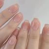 24 Pcs Wine Red Square Press On Nails With 3D Rhinestone Design Fake Nails
