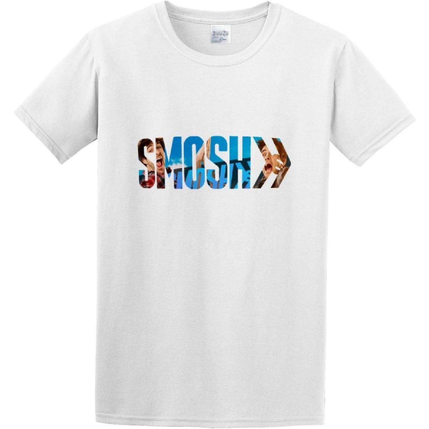 Smosh Men s Fashion T-Shirt Crew Neck Short Sleeves Tops Clothing White S
