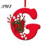 Christmas Party Themes Red Color 26-Letter Hanging Ornaments with Lanyard & Flower Charms Cute Decorations Tree Drop Decoration Holiday New Year Home