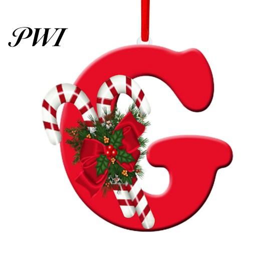 Christmas Party Themes Red Color 26-Letter Hanging Ornaments with Lanyard & Flower Charms Cute Decorations Tree Drop Decoration Holiday New Year Home