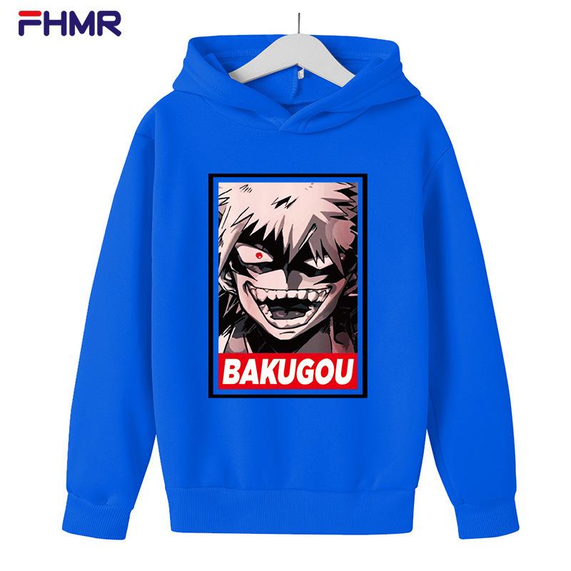 

Autumn My Hero Academia Bakugou Printed Hoodies Fashionable Casual Sports Long Sleeved Children s Boy and Girl Kids Unisex Hooded Sweatshirts 160 королевский синий