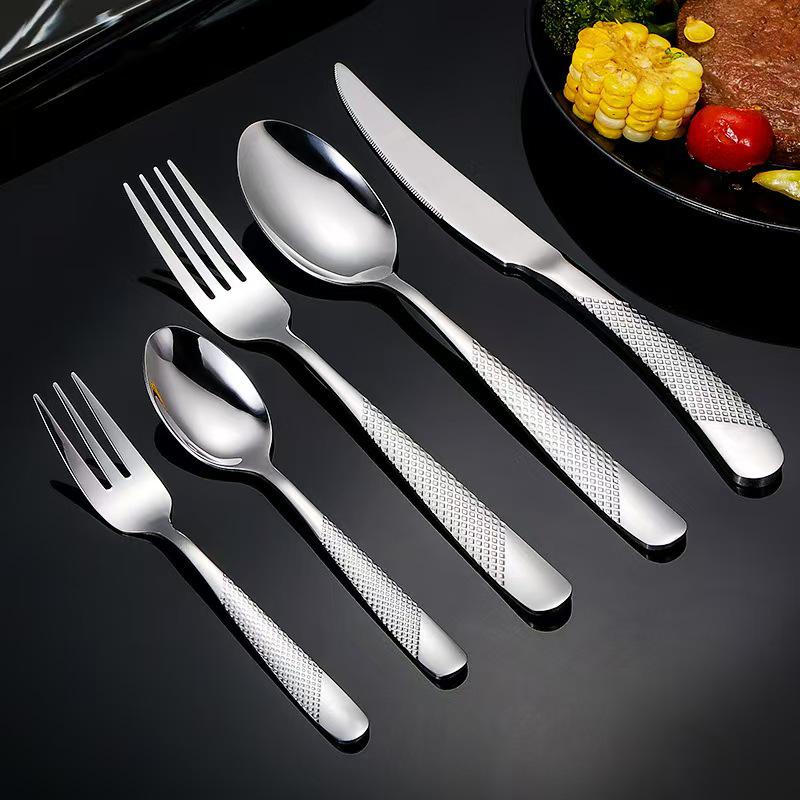 Star Diamond Gold-Plated Stainless Steel Cutlery Set: Luxury Steak Knife and Fork for Hotels