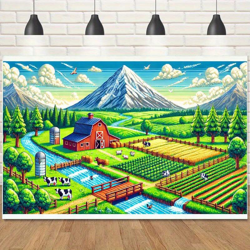 

Farm Countryside Tapestry Red Barn River Cow Field Mountain Forest Rural Life Wall Decor Pastoral Landscape Peaceful NatureScene 74x94cm(29x37in)
