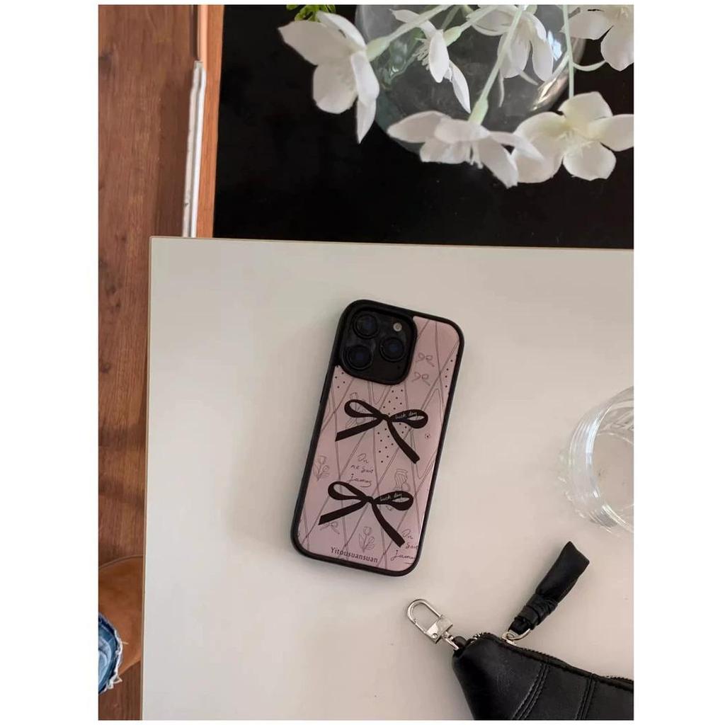 Gentle Style Pattern Bow Is Suitable for Apple iPhone17/16 Mobile Phone Case 14 Water Condensation 15 Epoxy Air Niche