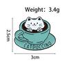 Personalized Cute Cartoon Cat Coffee Brooch - Metal Badge Clothing Accessory