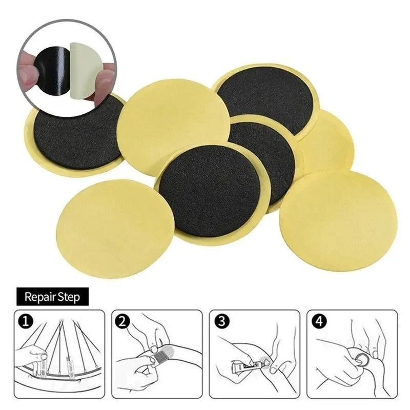 50PCS Bicycle Tire Repair Patch Glue Quick-Fix Repairing Tyre Protection Patch for Mountain Road Bike Inner Tyre Repair Pads