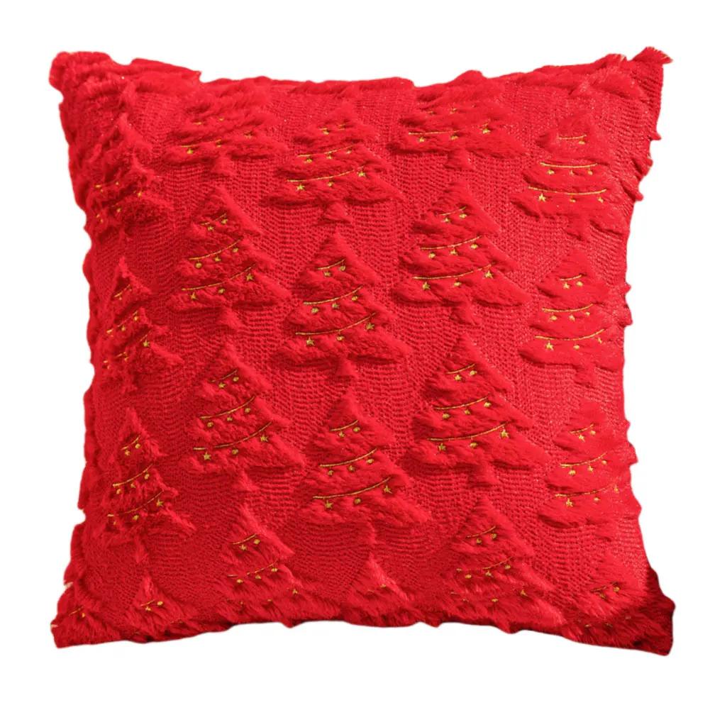 Christmas Tree Pillow Covers 45x45cm Soft Plush Decorative Cushion Case for Festive Home Winter Decor