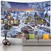 Christmas Tree Snowman Tapestry Wall Hanging Natural Snow Scene Cartoon Oil Painting Aesthetics Room Hippie Home Decor