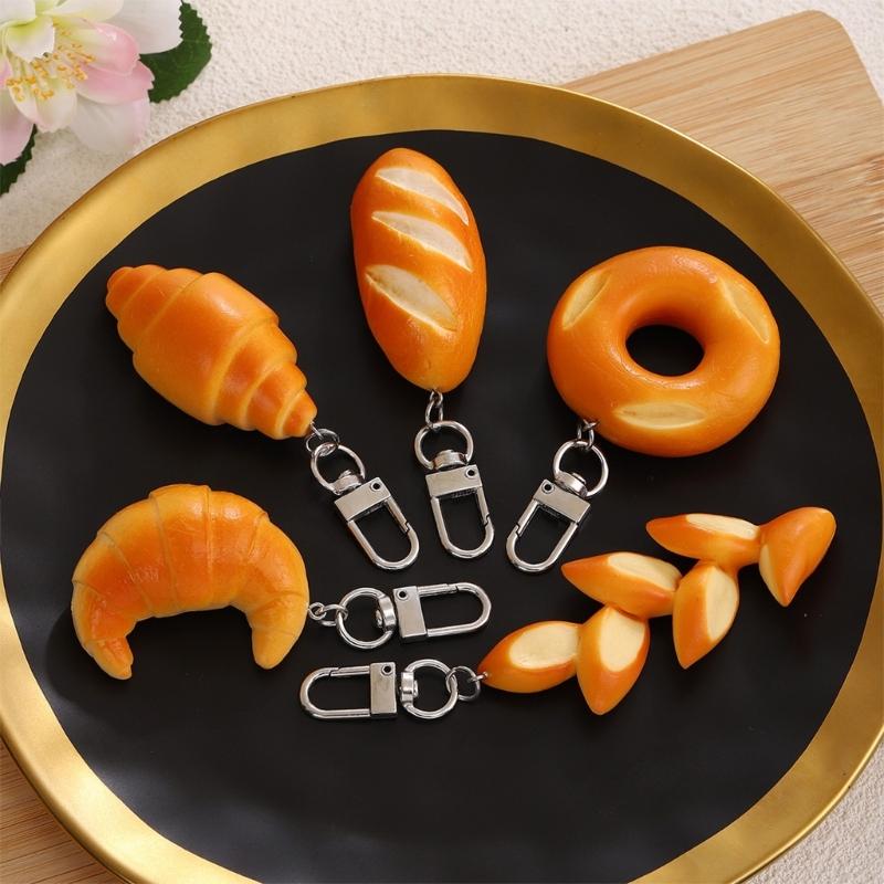 Adorable Mini Bread Keychain Cute Realistic Food Toy Charm Bread Key Holder For Keys Bags Backpacks And DIY Crafts