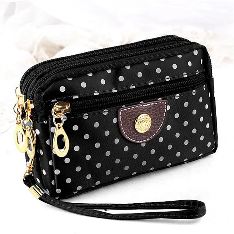 1 Pc Multifunction Purse Coin Phone Bag Case Polka Dot Printing Multilayer Zipper Clouser Women Hand Bag
