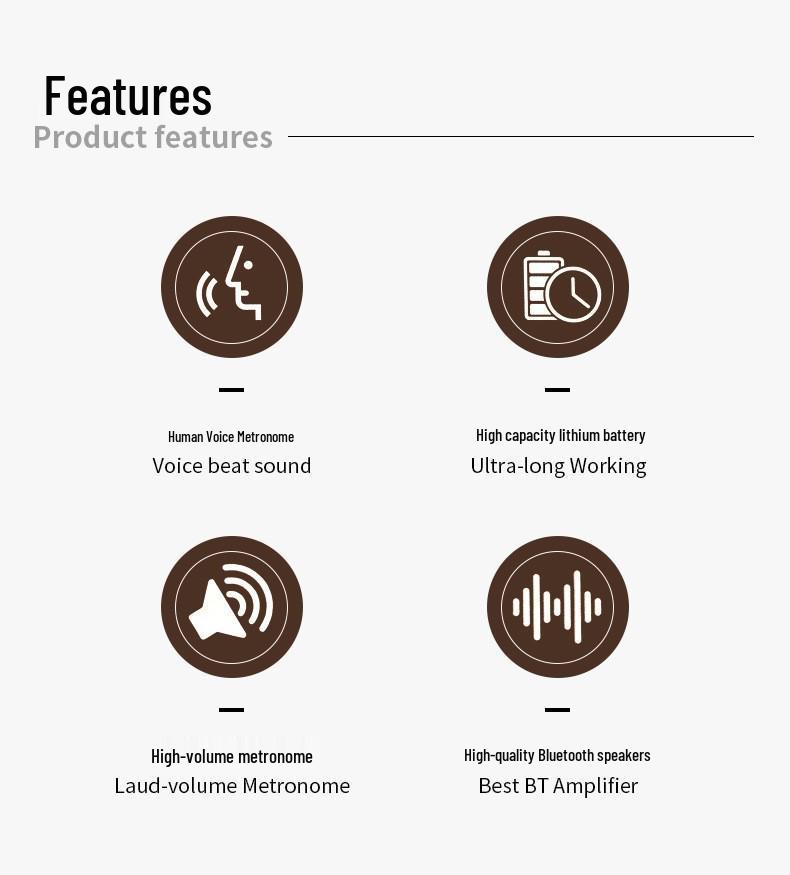 Anoma Rechargeable Bluetooth Metronome with Speaker and Universal Stand for Piano, Violin, and Drums