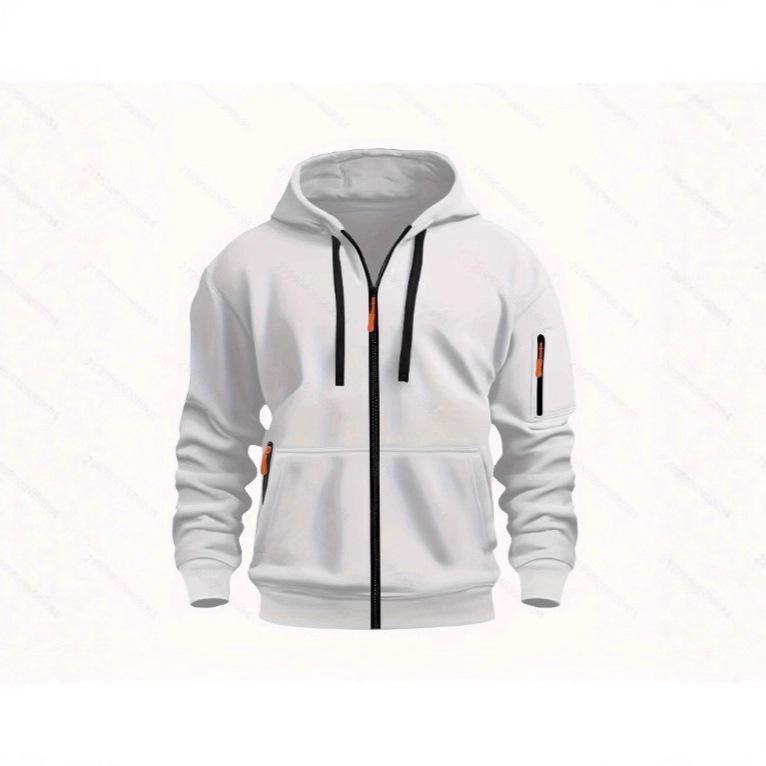 Europäischer Herren-Fleece-Kapuzenpullover Cardigan - Herbst/Winter Lässiger Sportstil, Kapuzenjacke Dick