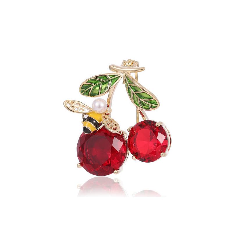 

Lovely Fruit Brooches for Women Men Fashion Cherry Pin Office Party Casual Accessory