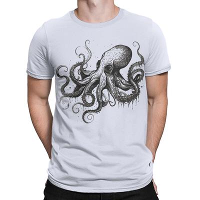 Ausgefallenes Tintenfisch Grafik T-Shirt Einzigartiges Meereslebewesen Design für Männer und Frauen #TA-06