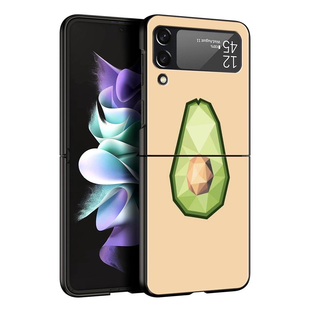 Cute Avocado Baby Yoga Phone Case For Samsung Z Flip3 Flip4 Flip5 Shell For Z Flip 3 Flip 5 4 5G Black Hard Folding Back Cover