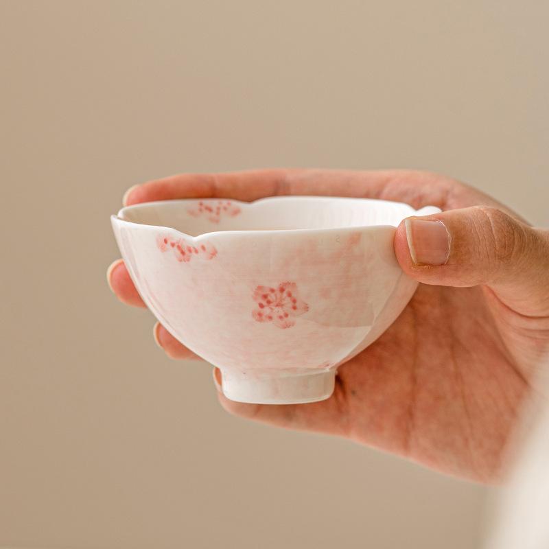 Suet Jade Tea Cup Handmade Cherry Japanese Ceramic Teacups Porcelain Tea Tasting Chinese Kungfu Household Teaware Master Cups