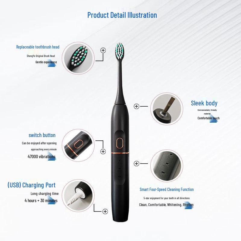 Smart Rechargeable Sonic Electric Toothbrush for Adults - New Model with Large Capacity