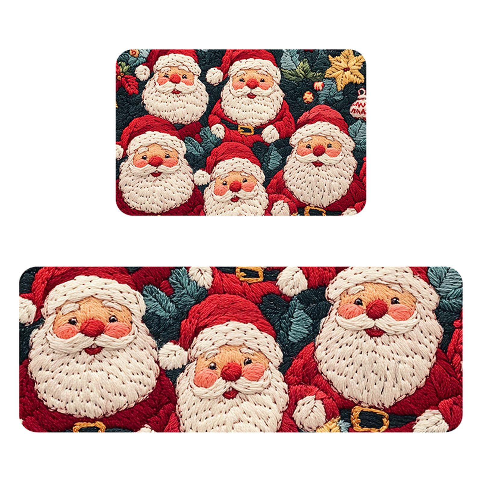 

Christmas Kitchen Anti-slip Mat Carpet Flannel Doormat Two-piece Set One Size