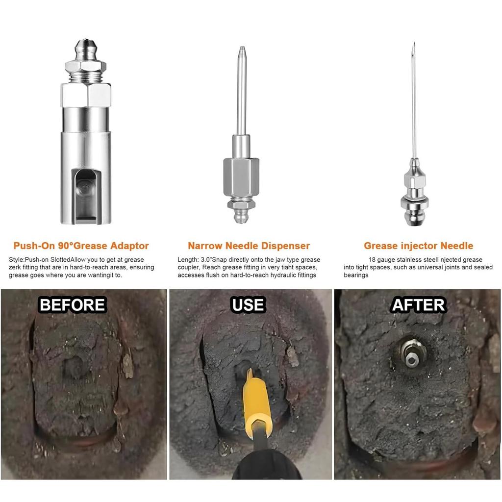 Lubrication Adapter Connector Grease Needle Nozzle with Double Handle Coupler for Mechanical Heavy Machinery Maintenance