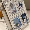 Tarot Card Cat Print Tote Bag With Rivet Trim Chic Top-handle Crossbodybag Women Gothic Square Handbag Stylish Daily Shoulderbag