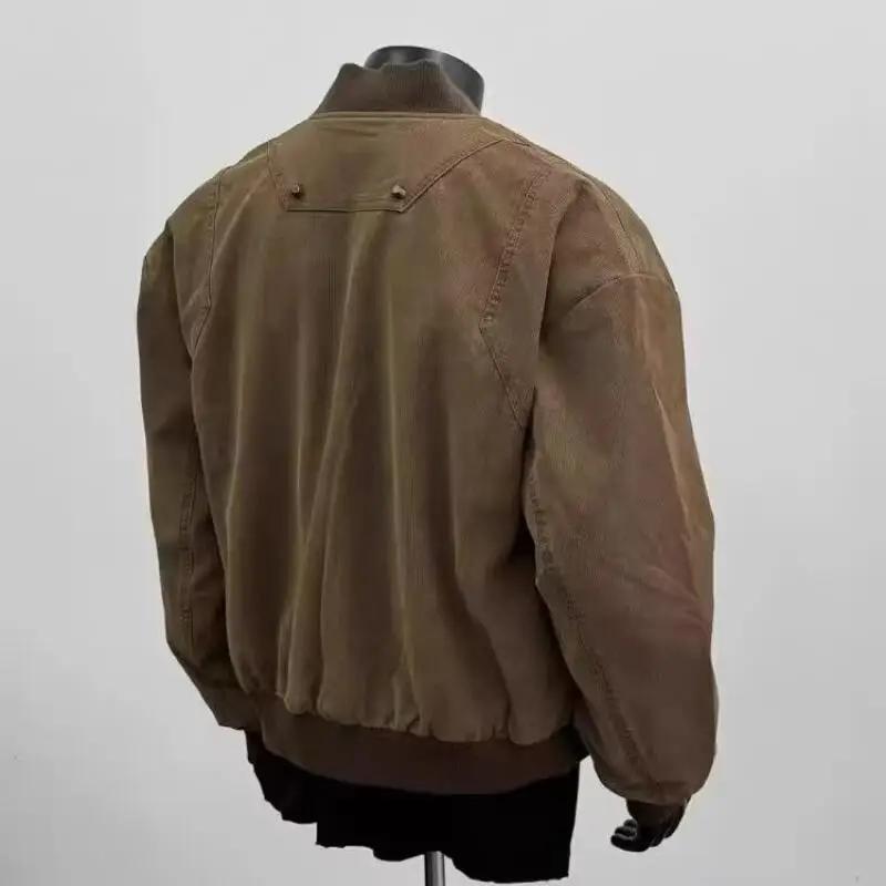 Autumn Men Retro American High Street Jackets Men Workwear Jacket Men Loose Outerwear Trendy Youth Casual Zipper Coats