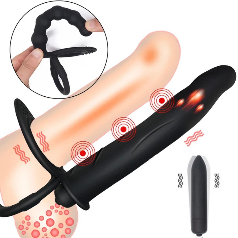 Double Penetration Anal & Butt Plug Set - Multi-Vibe Strap On Dildo for Couples, Adult Sex Toys Men/Women