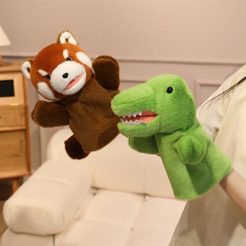 Lustige Handpuppe Rosa Schwein Affe Fuchs Waschbär Gelbe Ente Kapibara Frosch Hai Löwe Welpe Panda