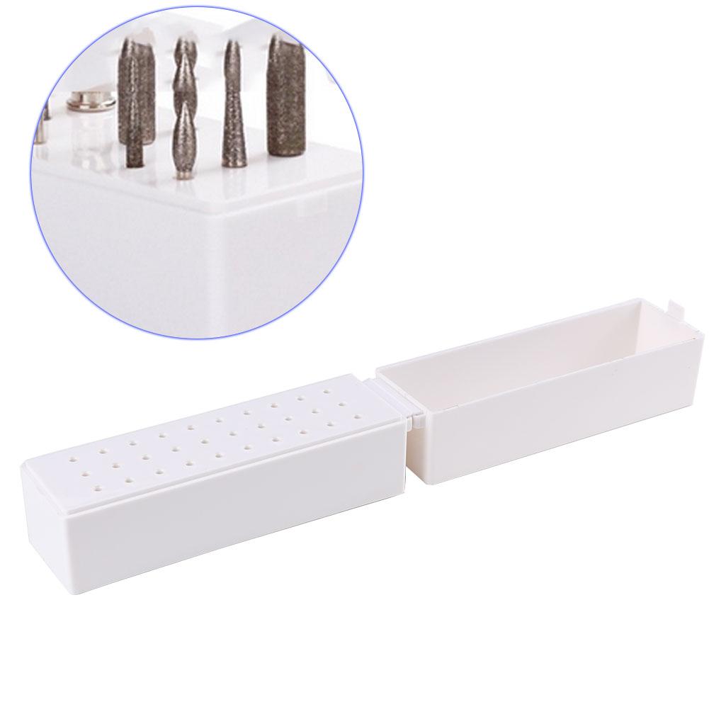 30 Holes Manicure Drill Bits Holder Container Display Case Nail Grinding Head Storage Box