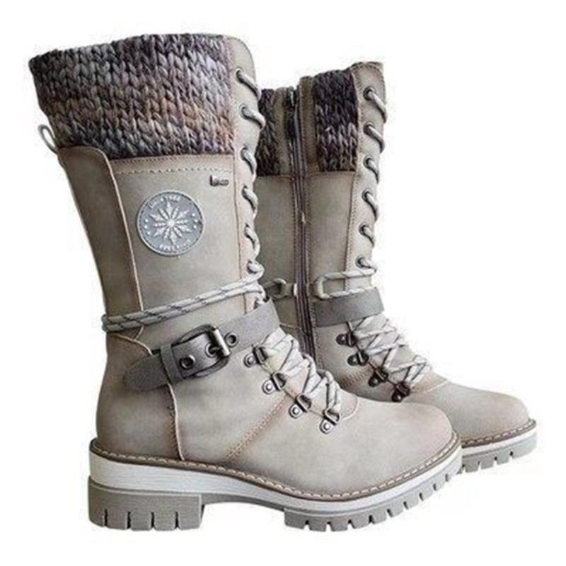 New side zipper mid-tube boots autumn and winter belt buckle round head mid-tube Martin boots women