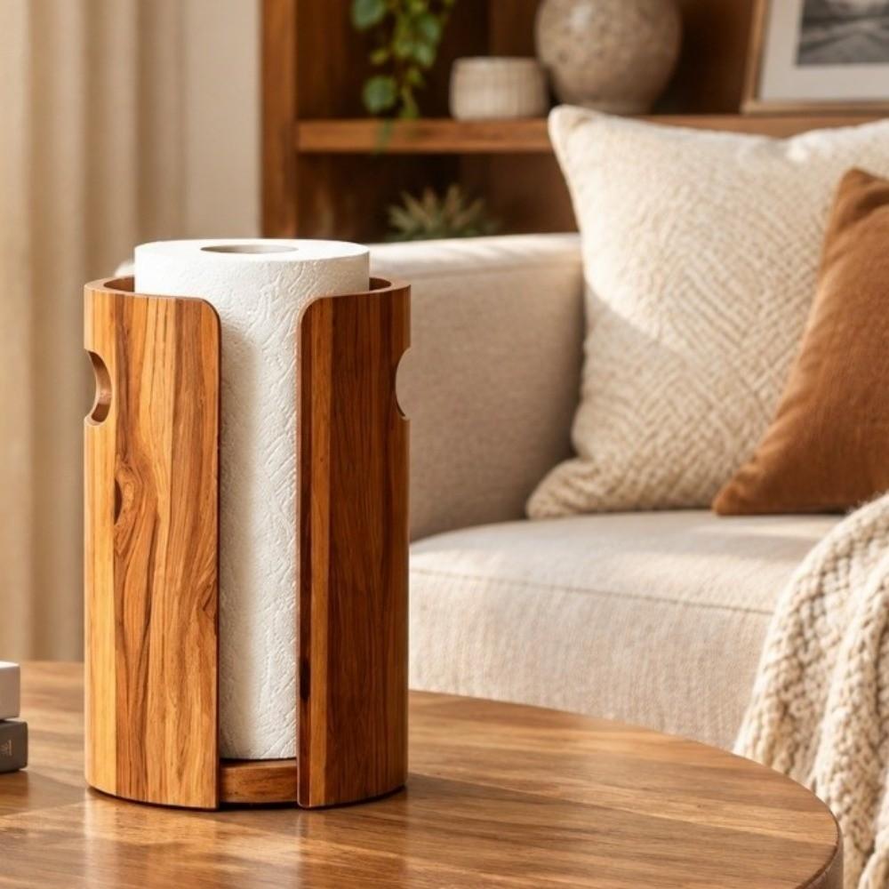 Freestanding Wooden Paper Towel Holder Waterproof Vertical Paper Towel Rack Dining Room