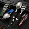 4-in-1 Stainless Steel Spoon Knife Fork Bottle Opener Foldable Pocket Kit Outdoor Cutlery Set Foldable Portable Compact