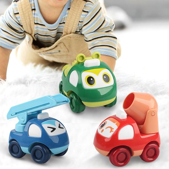 4Pcs/Set Toddlers Pull-Back Car Toys Baby Push And Go Toy Cars Friction Powered Mini Dump Truck Lift Truck Mixer Trailer Construction Vehicle Toys