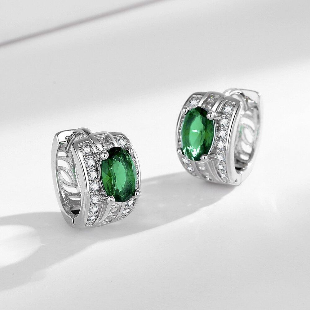 925 Sterling Silver Fashion Temperament Green Zircon Earrings Birthday Party Anniversary Gift