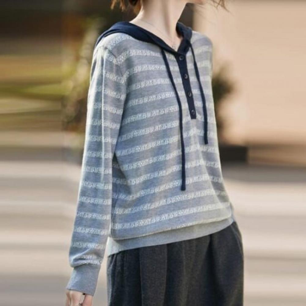 Navava Men S Striped Color Block Hoodie Long Sleeve Knit Tee Nk3300