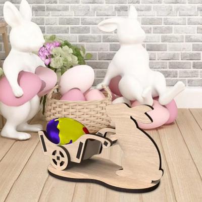 Porte-œuf de Pâques en bois de haute qualité Ornement en forme de lapin Support de rangement pour œufs Présentoir Décoration de bureau