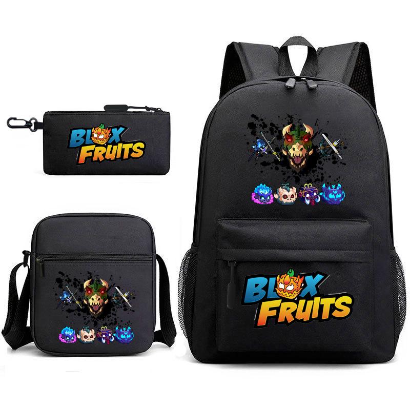 

Игра Blox Fruits Подростковый школьный рюкзак Дьявольский фрукт Начальная школа Звезда Тепловая краска Рюкзак Набор из 3 предметов 17 inch backpack