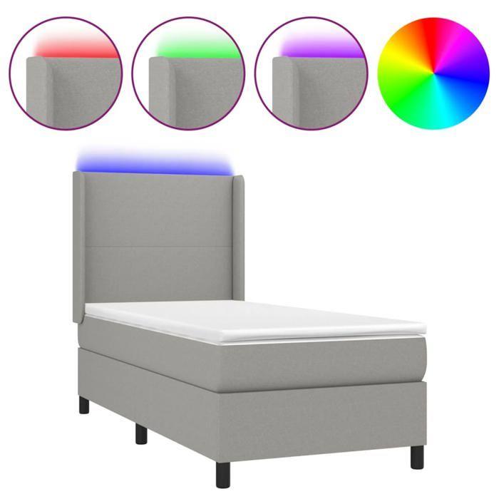 Maison Exclusive - Sommier à lattes de lit matelas LED Gris clair 100x200 cm Tissu