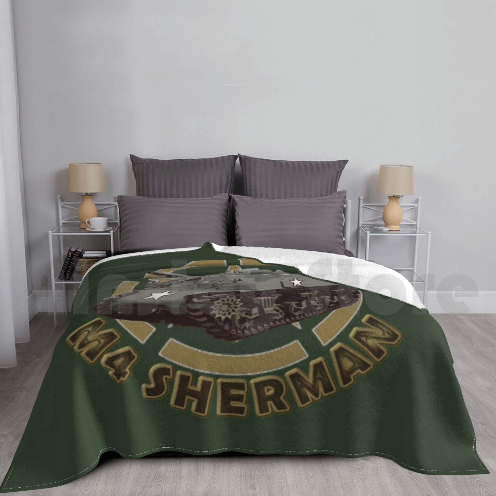 M4 Sherman Ww2 American Medium Tank Blanket For Sofa Bed Travel M4 Sherman Medium Tank Fighting Vehicle World Size: 75*100cm, Weight: 230 GSM