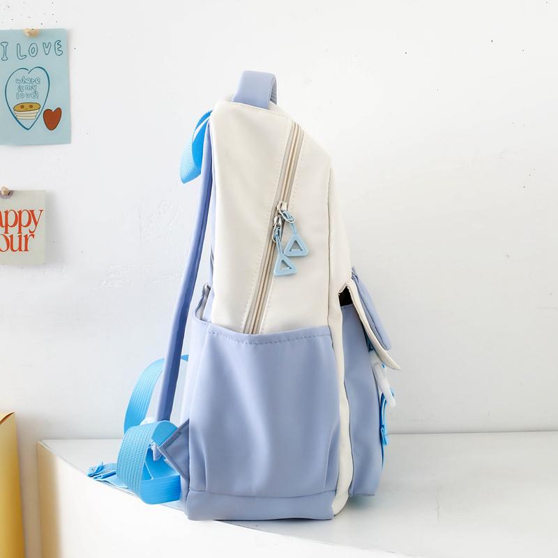 Four-Piece Backpack Set Student Schoolbag Cartoon Women's Color Block Backpack for Girls Letter Backpack
