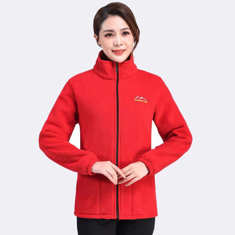 Autumn Winter Polar Fleece Women's Jacket Plus Velvet Thick Warm Fleece Sweater Loose Large Size Mother Wear Middle-aged and Elderly Women's Clothing