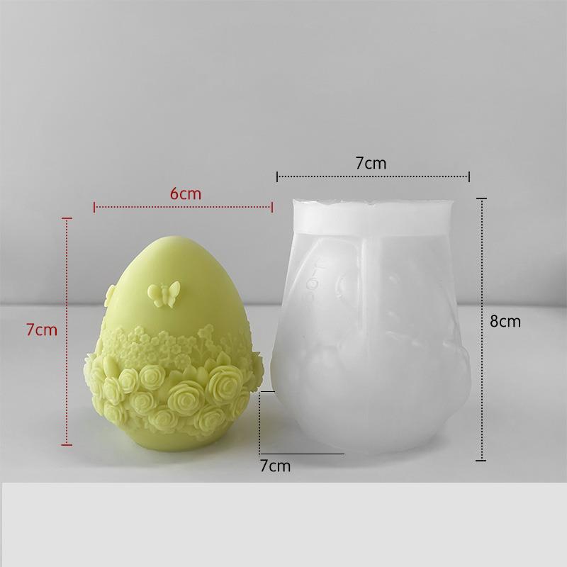 Easter Egg Silicone Candle Mold Aromatherapy Plaster DIY Craft Candles Making Tools Ornaments Embossed Flower Egg Mold