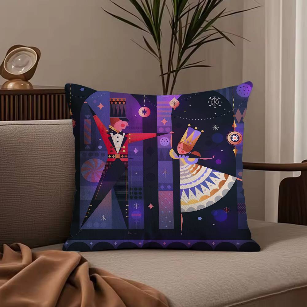 Nutcracker Soldier Christmas Pillow Case Anti-dustmite Pillowcase Invisible Zipper Silky Short Plush Sofa Cushion Cover