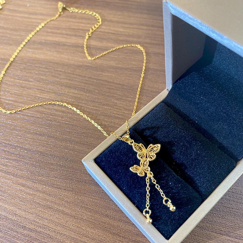 Light Luxury Full Diamond Inlaid Zircon Titanium Steel Clavicle Chain Fairy Versatile Delicate Necklace Gift for Girlfriend