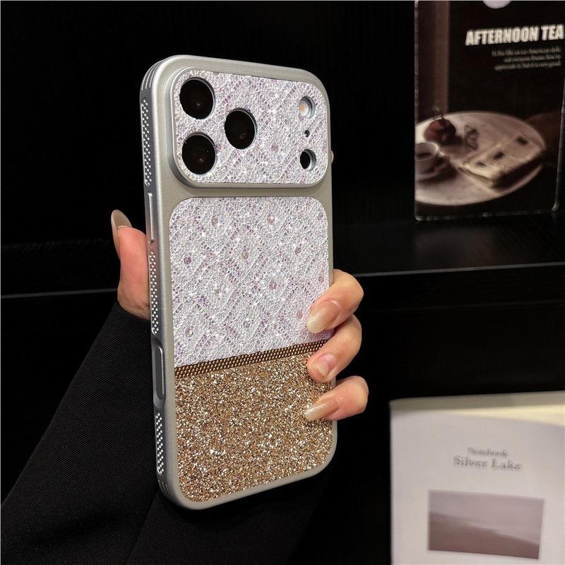 Applicable to Apple 17promax mobile phone case ins wind crushing diamond diamond glitter frame iPhone16/15 anti-drop hard case