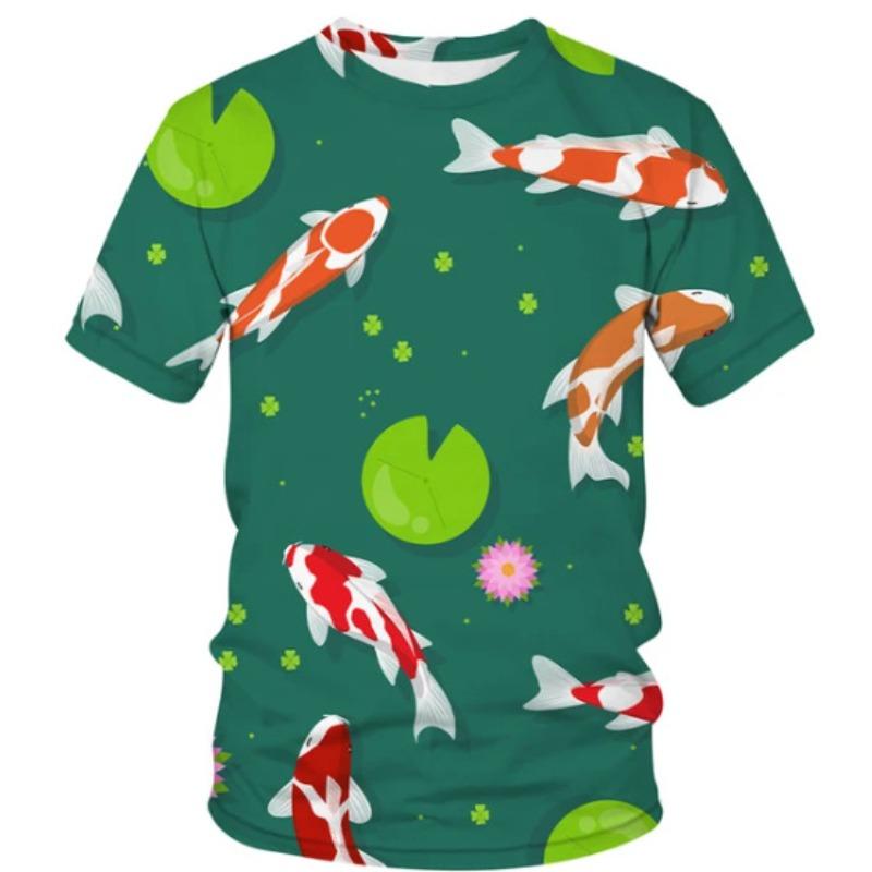 Men's 3D Printed T-Shirt Colorful Animal Plant Pattern Printing Short Sleeve O-Neck Pullover Casual Top