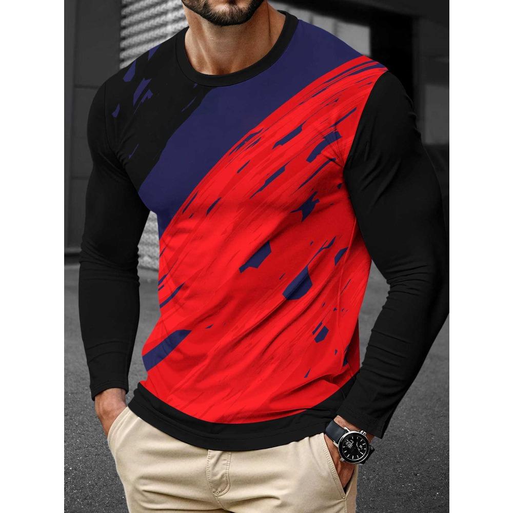Men's Long Sleeved Casual Simple Style Fashionable Versatile Comfortable Casual Plus Size Men's T-shirt