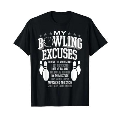 Bowling T Shirt For Kids Funny My Excuses Vintage Graphic Streetwear Top For Everyday Wear Comfortable Fashion Slightly