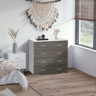 4-Drawer Chest of Drawers, 76x35x72 Cm, Grey and White